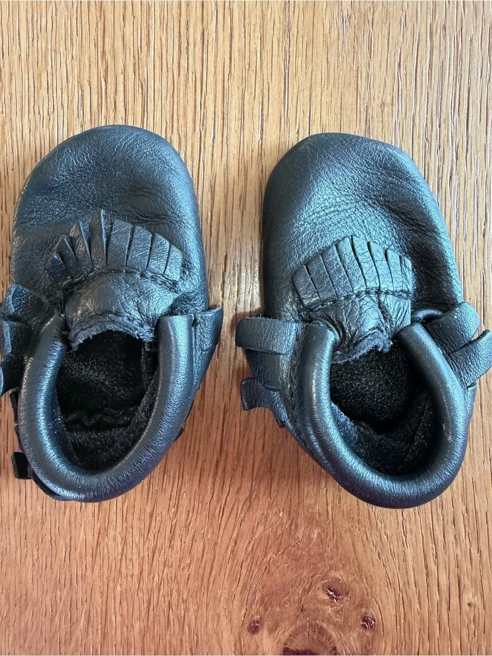 Freshly Picked Black Leather Baby Moccasins